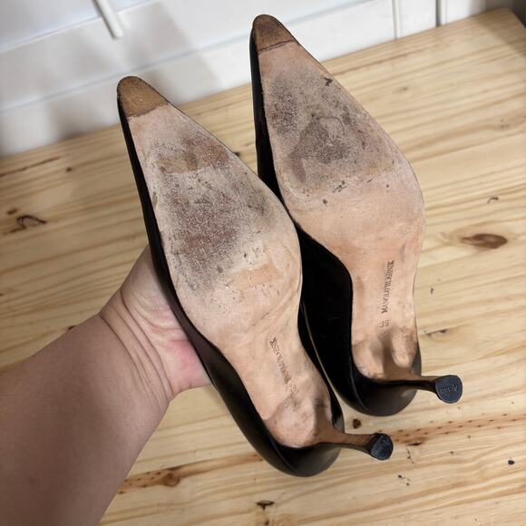 Manolo Blahnik Womens Size 39/9 US Heeled Shoes Black Stiletto Pointed Toe - Picture 7 of 9